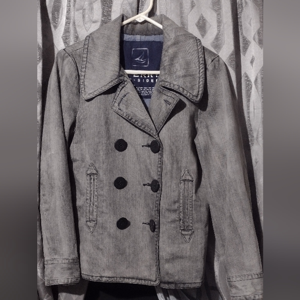 Sperry Topsider Gray 7 Button Jacket Size Small - image 1